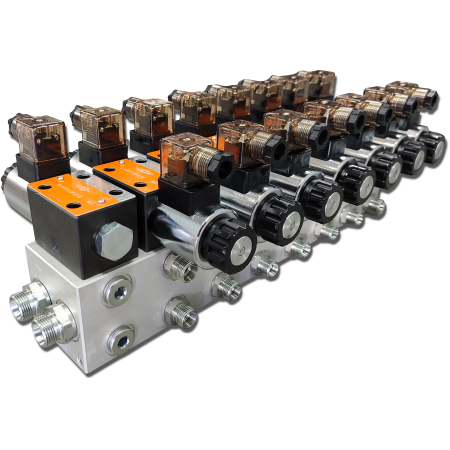 ROZDZIELACZ HYDRAULICZNY CETOP 7 SEKCYJNY 60L ELEKTRYCZNY 230V